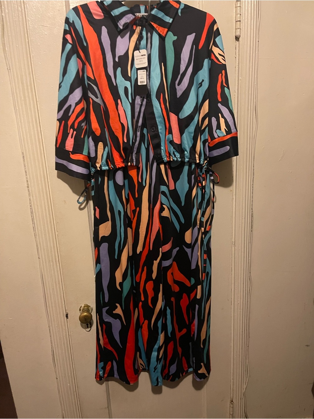 Colorful Abstract Zebra-Print Button Front pant set